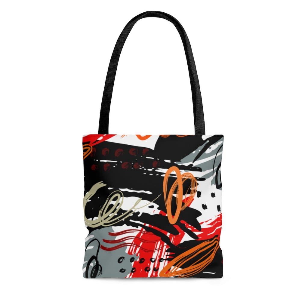 Large Tote Bag - Black Red Gray Abstract Style Shoulder Bag-0