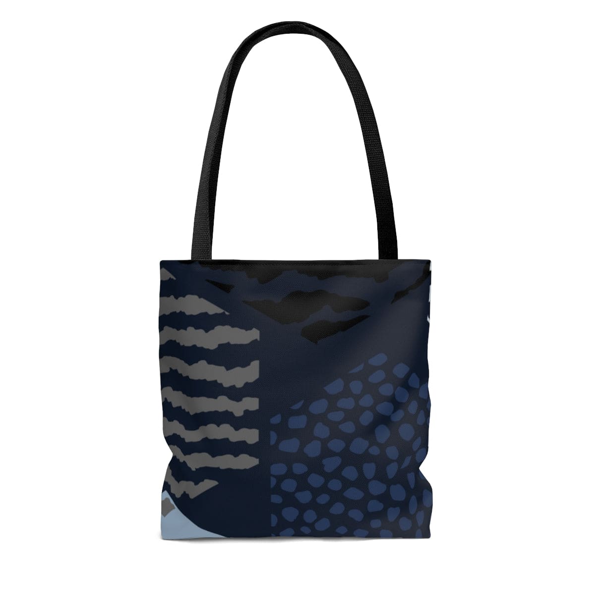 Large Tote Bag - Blue Grey White Hexagon Print-3