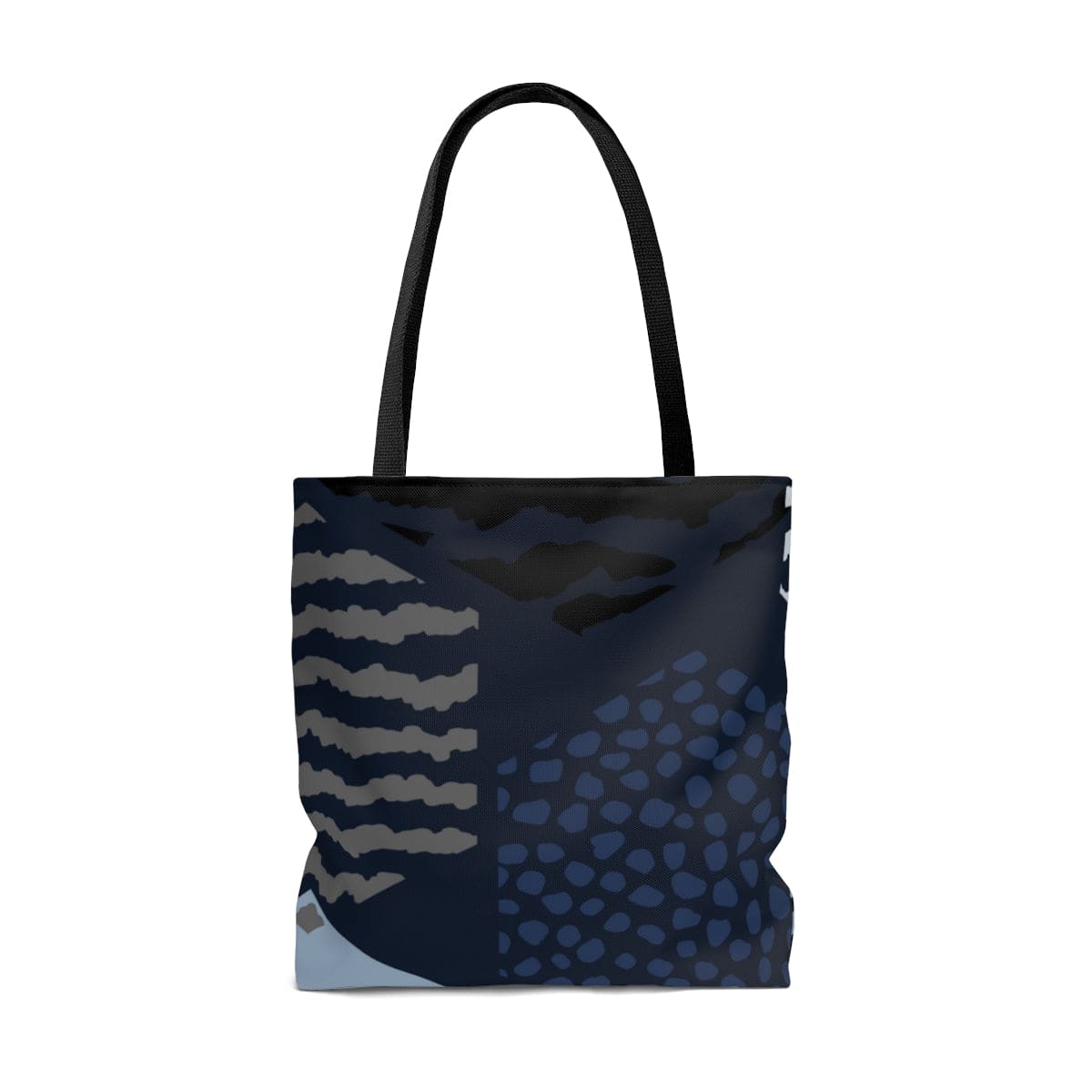 Large Tote Bag - Blue Grey White Hexagon Print-1