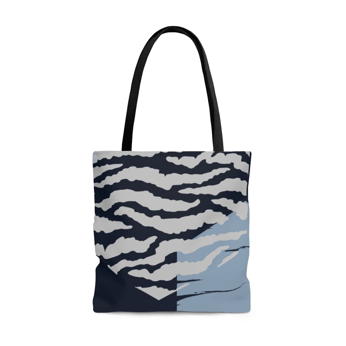 Large Tote Bag - Blue Grey White Hexagon Print-0