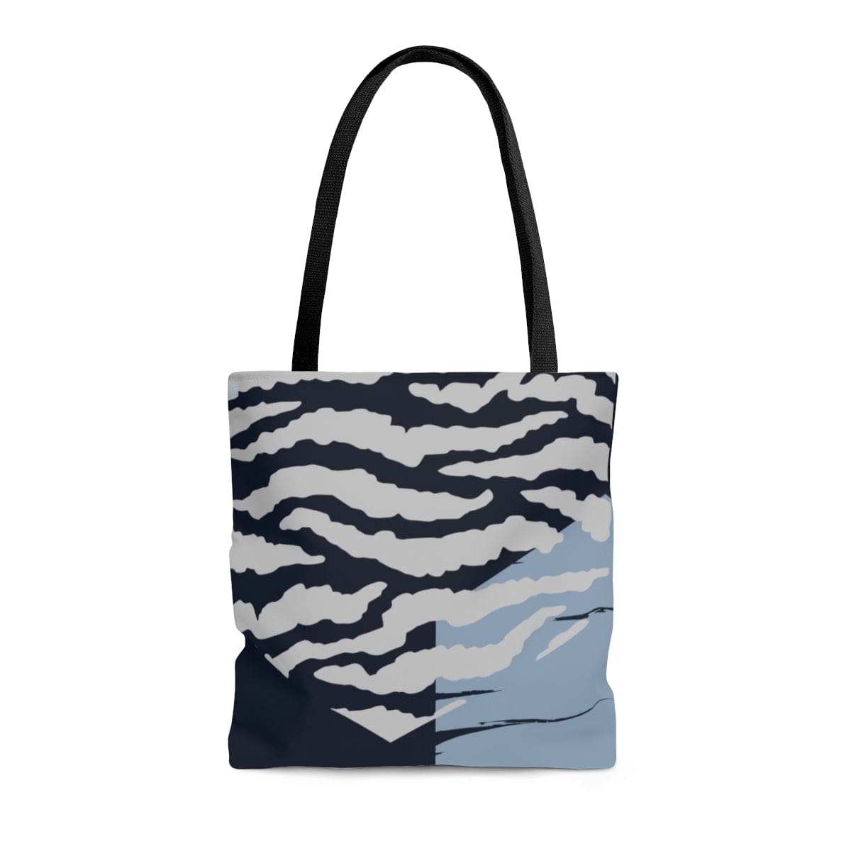 Large Tote Bag - Blue Grey White Hexagon Print-4