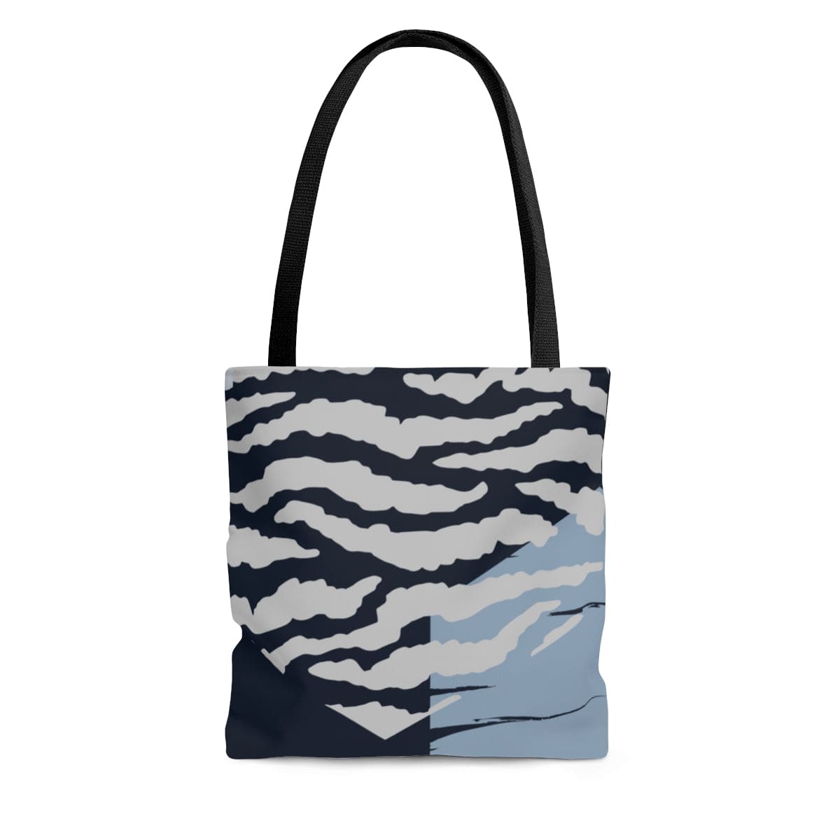 Large Tote Bag - Blue Grey White Hexagon Print-2
