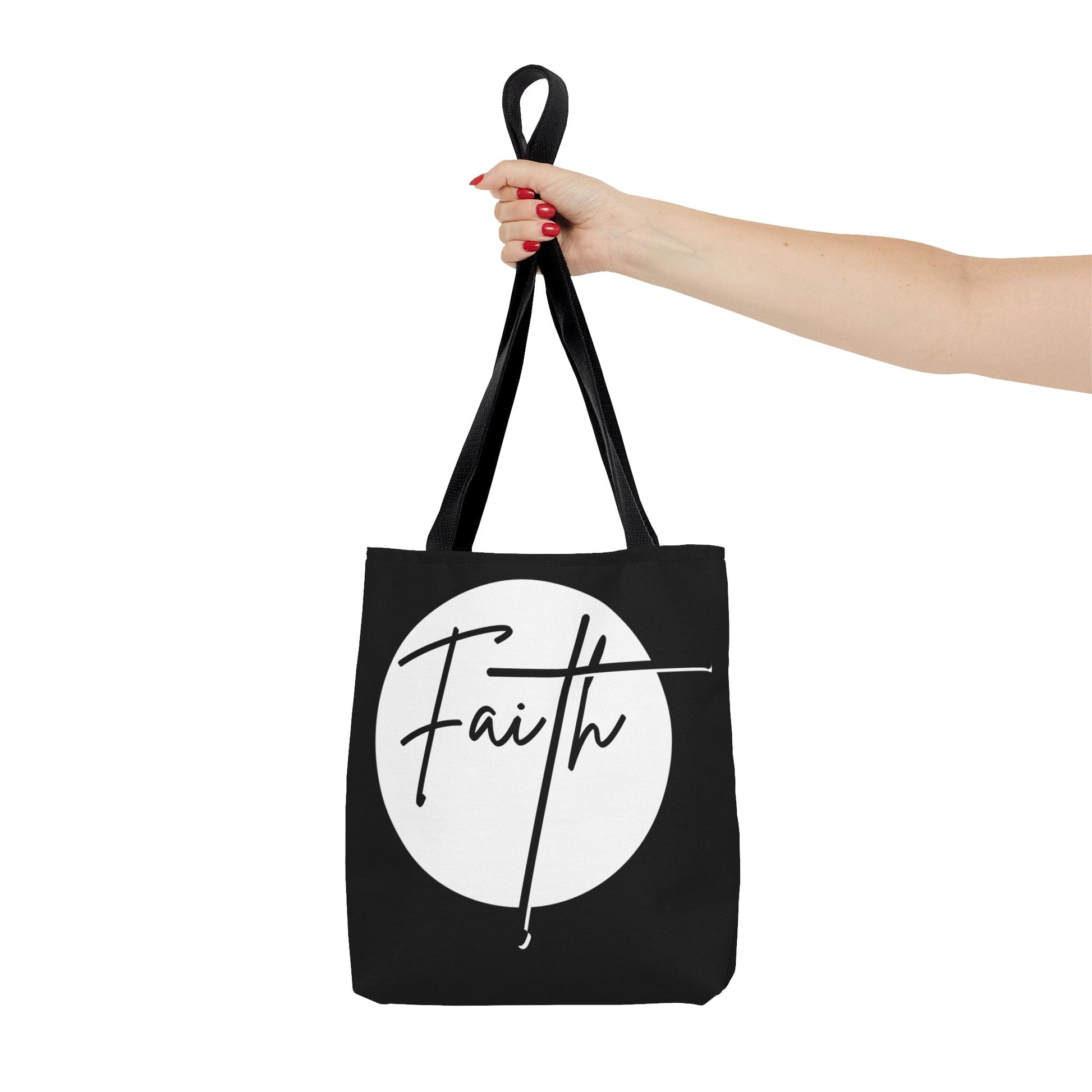 Large Tote Bag Faith - Christian Affirmation - White and Black-4