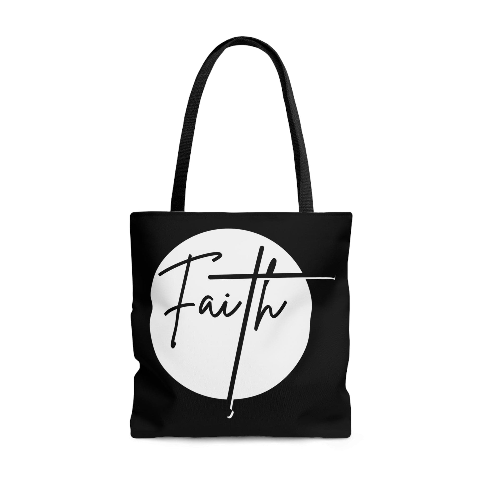 Large Tote Bag Faith - Christian Affirmation - White and Black-2