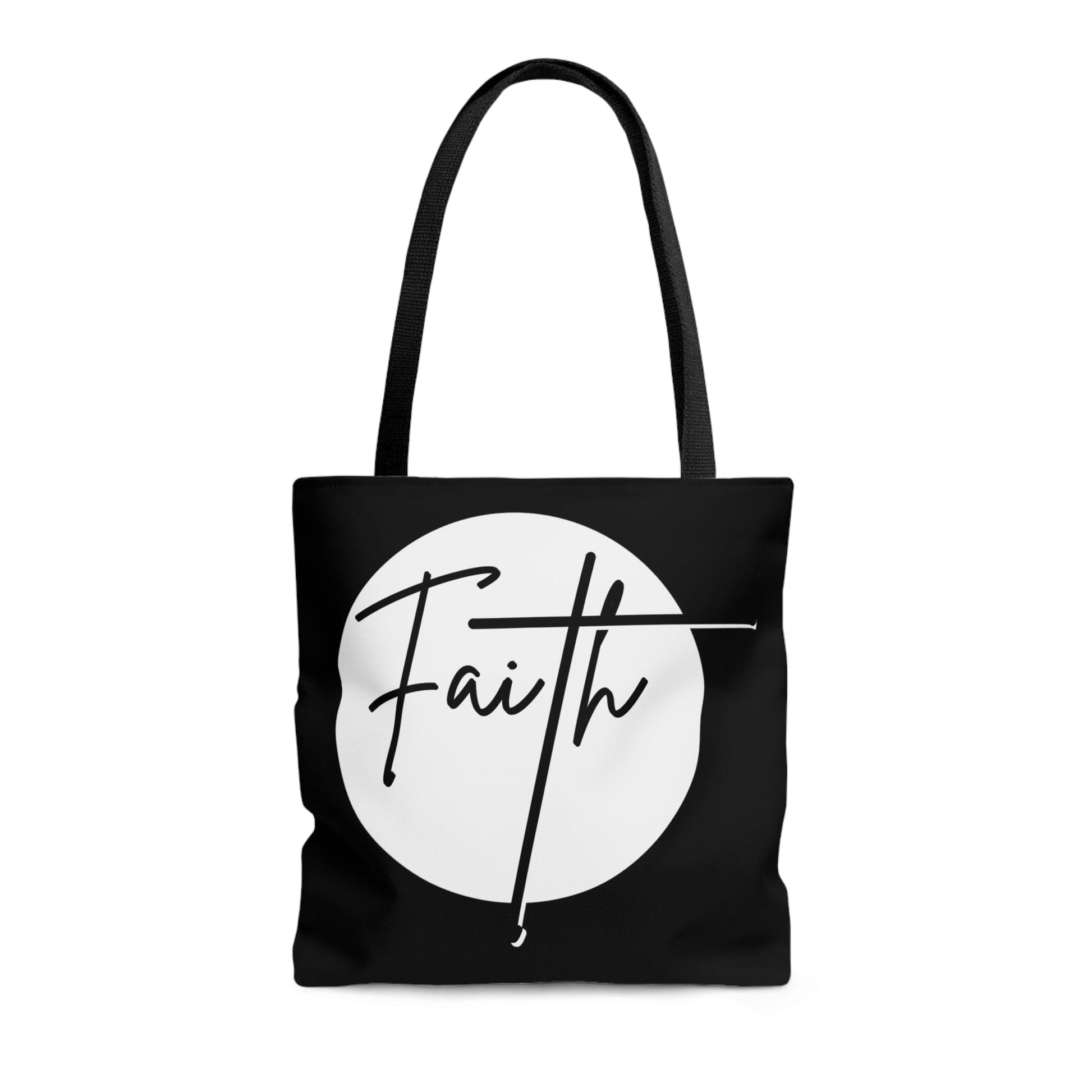 Large Tote Bag Faith - Christian Affirmation - White and Black-1