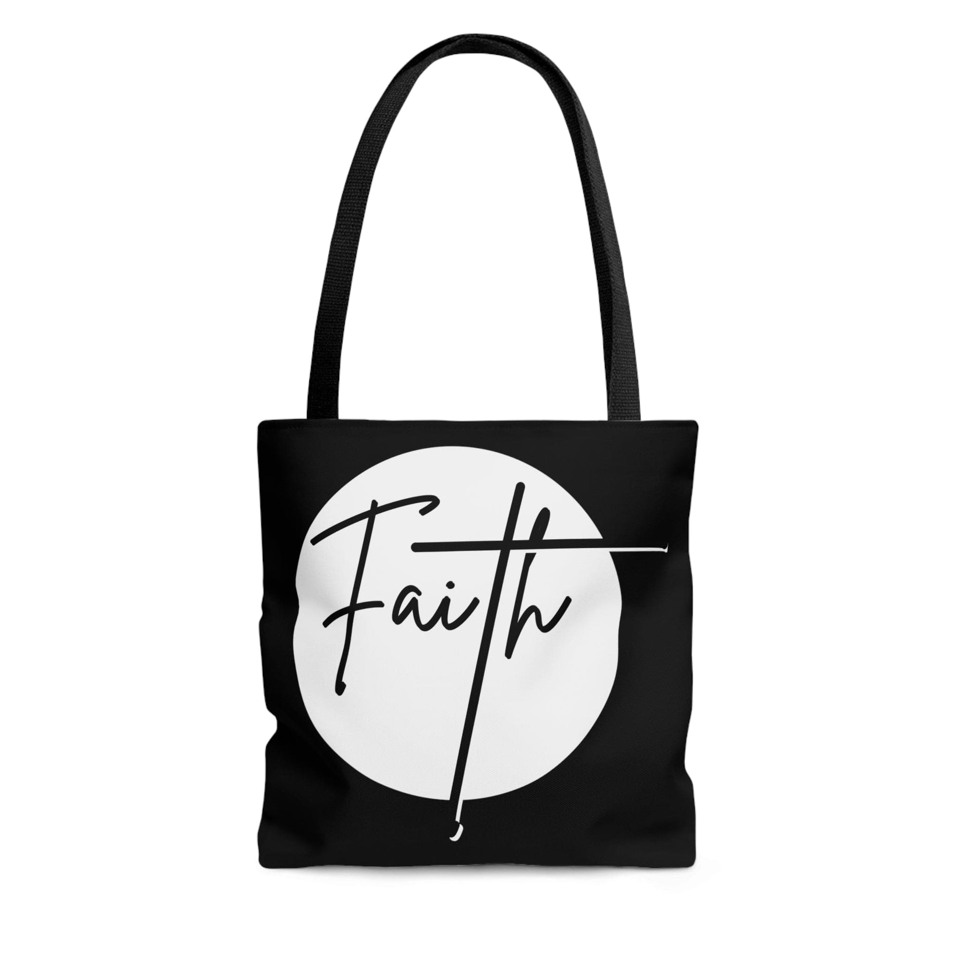 Large Tote Bag Faith - Christian Affirmation - White and Black-0