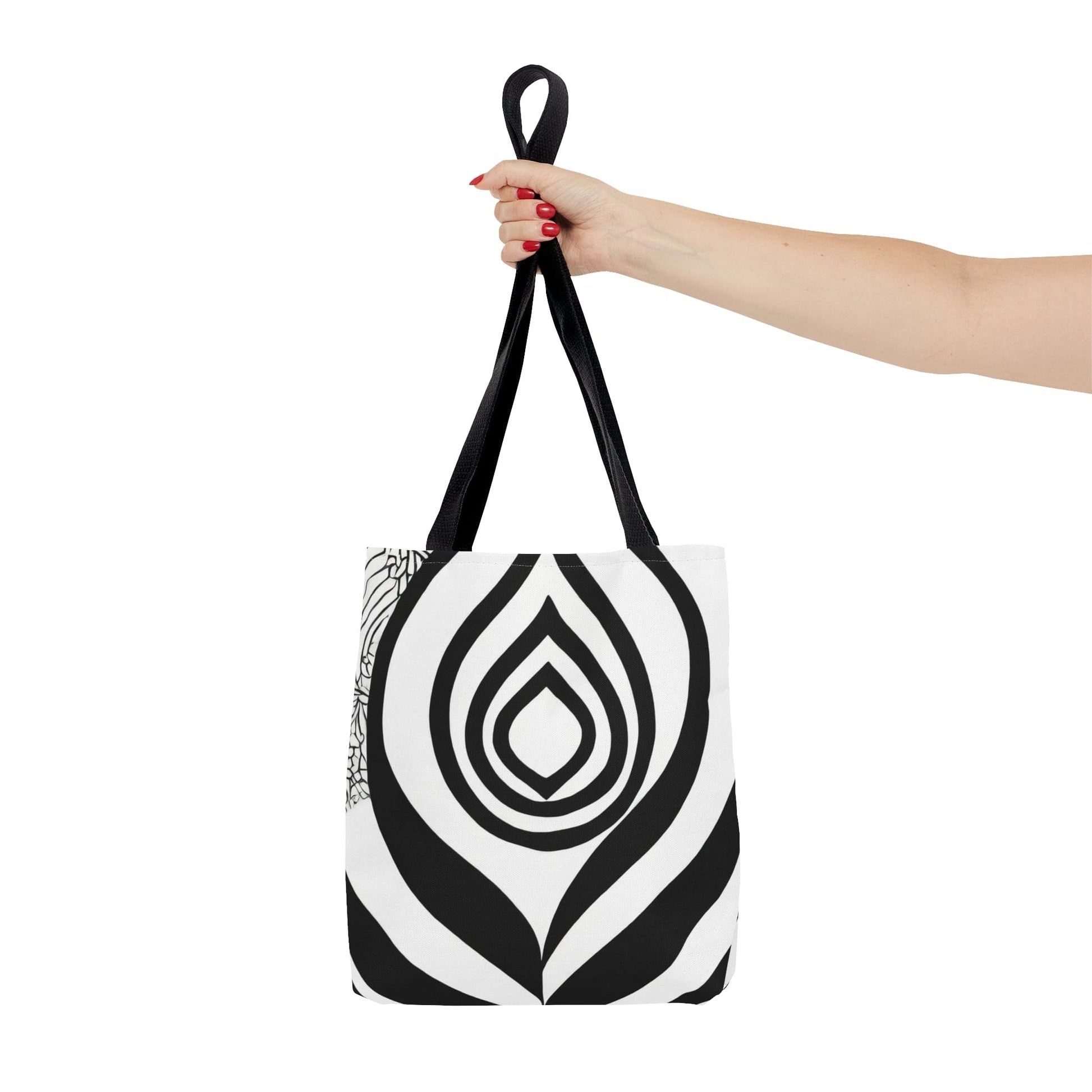 Large Tote Bag Floral Black Line Art Print 60110-4