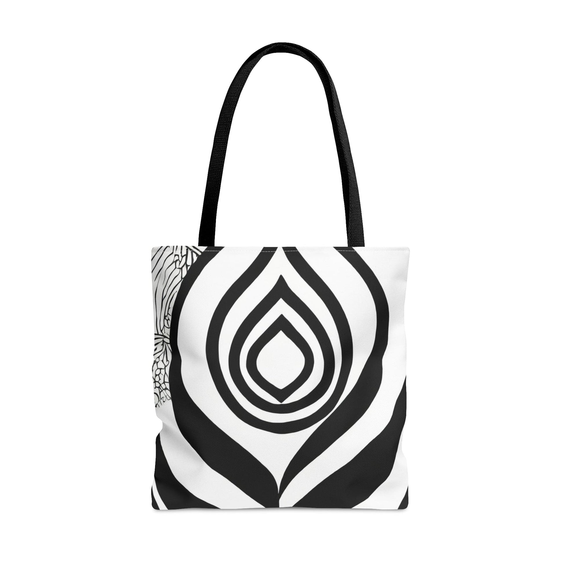 Large Tote Bag Floral Black Line Art Print 60110-1