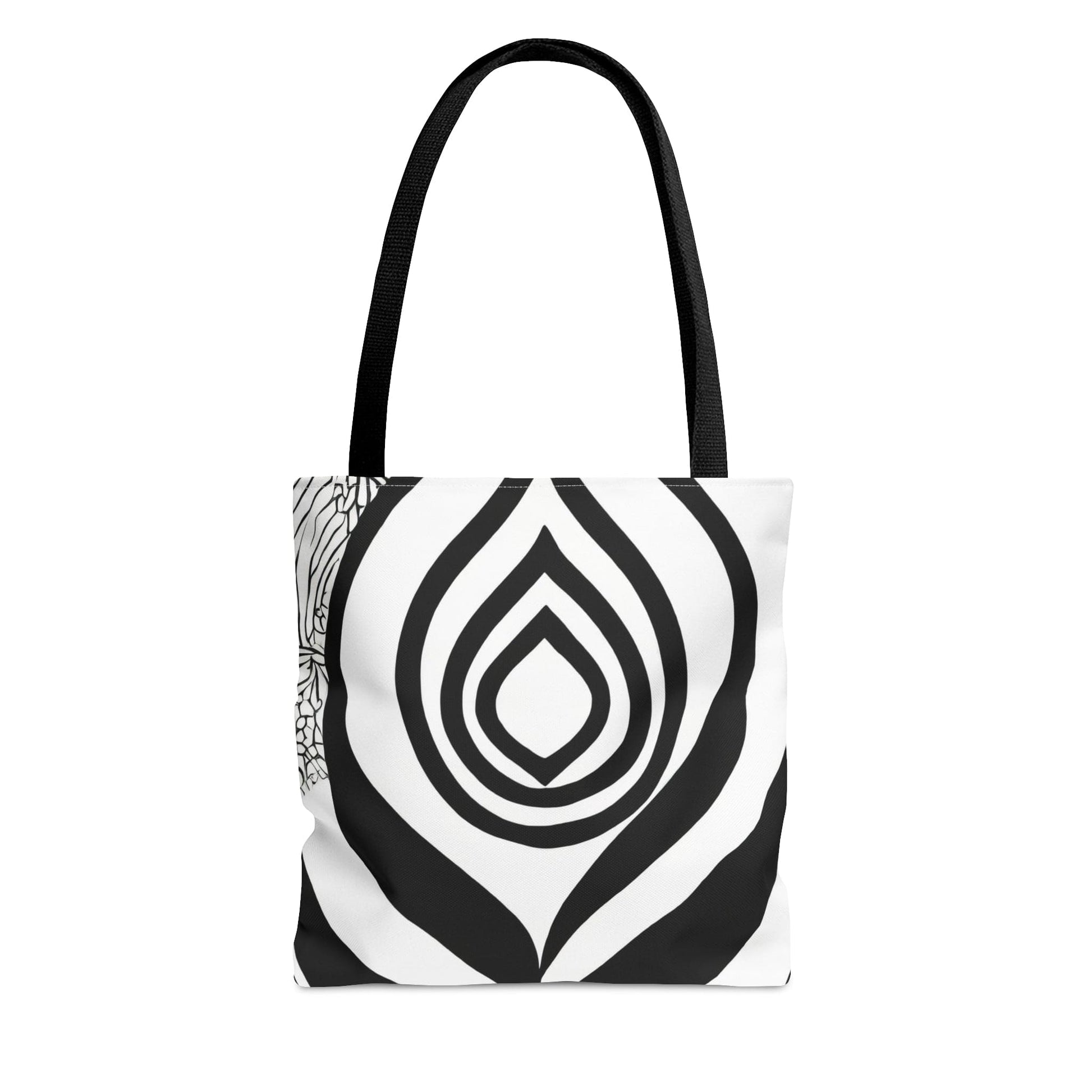 Large Tote Bag Floral Black Line Art Print 60110-0