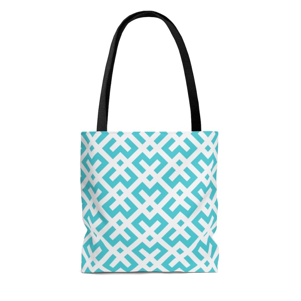 Large Tote Bag - Green and White Geometric Style Shoulder Bag-1