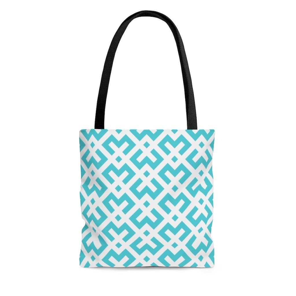 Large Tote Bag - Green and White Geometric Style Shoulder Bag-0