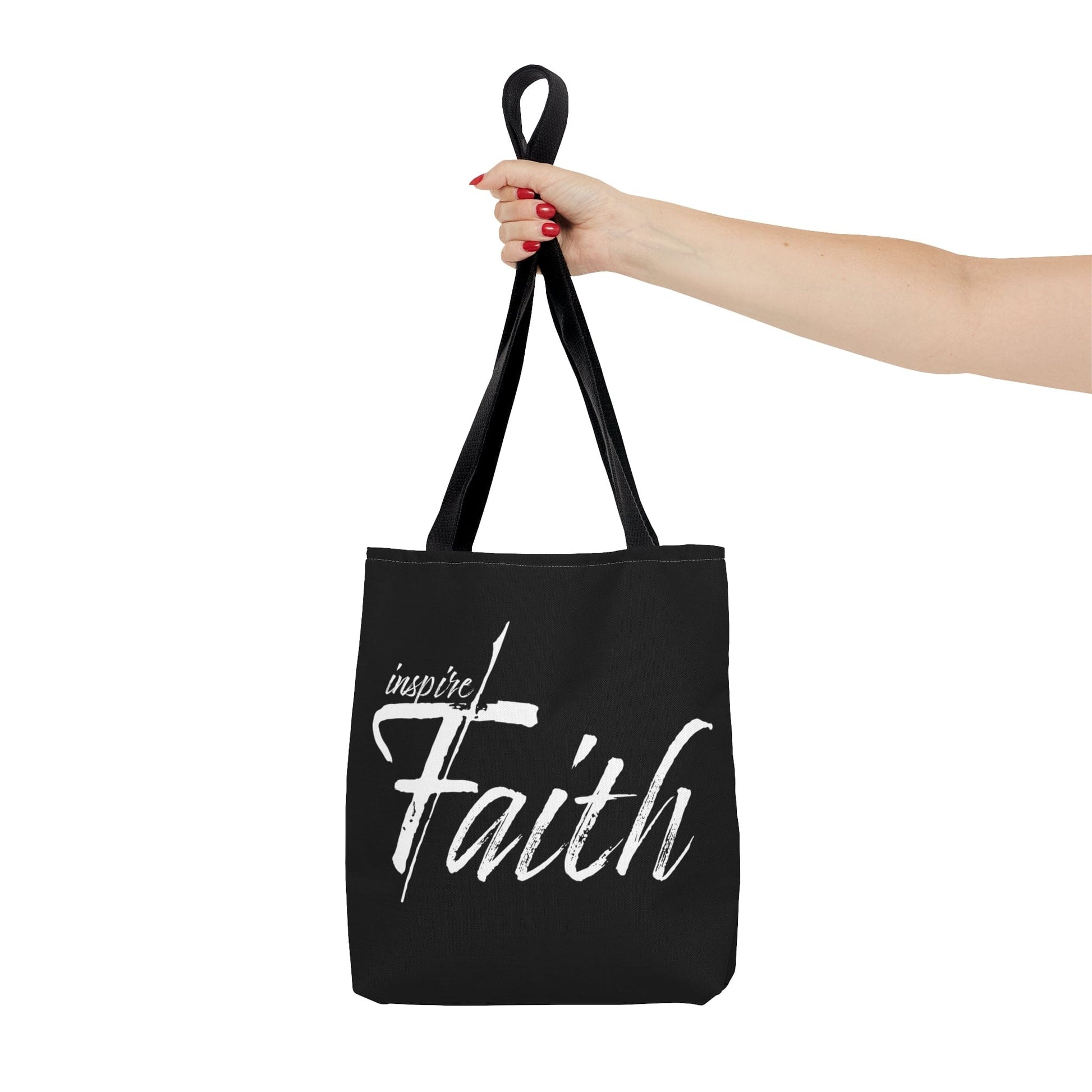 Large Tote Bag Inspire Faith White Print-4