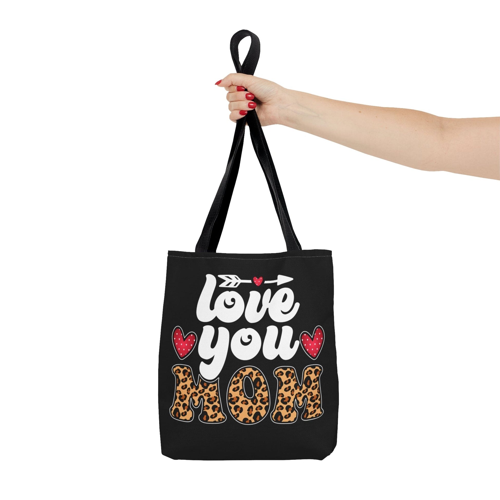 Large Tote Bag Love you Mom Leopard Print-4