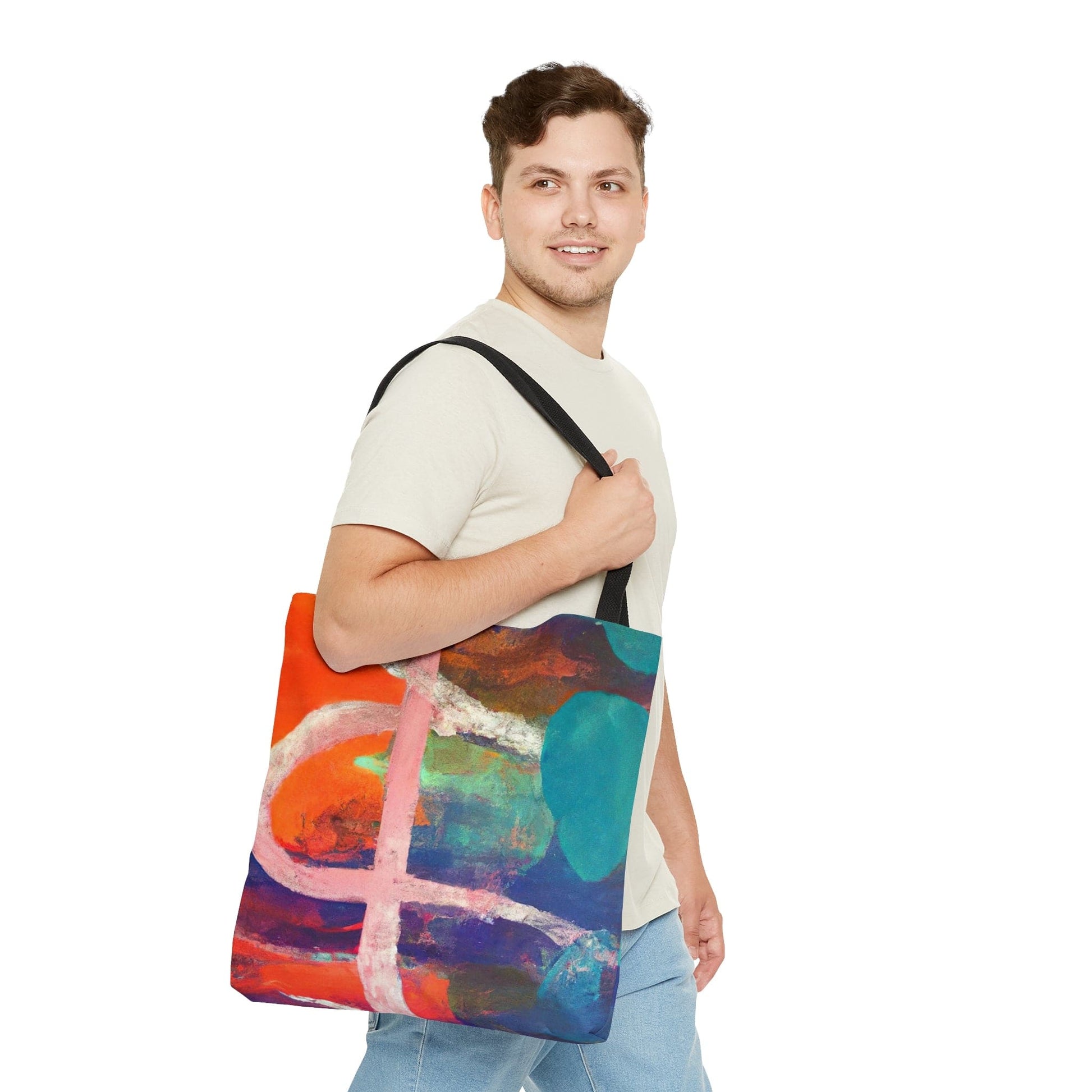 Large Tote Bag Multicolor Abstract Expression Pattern 030423b-4