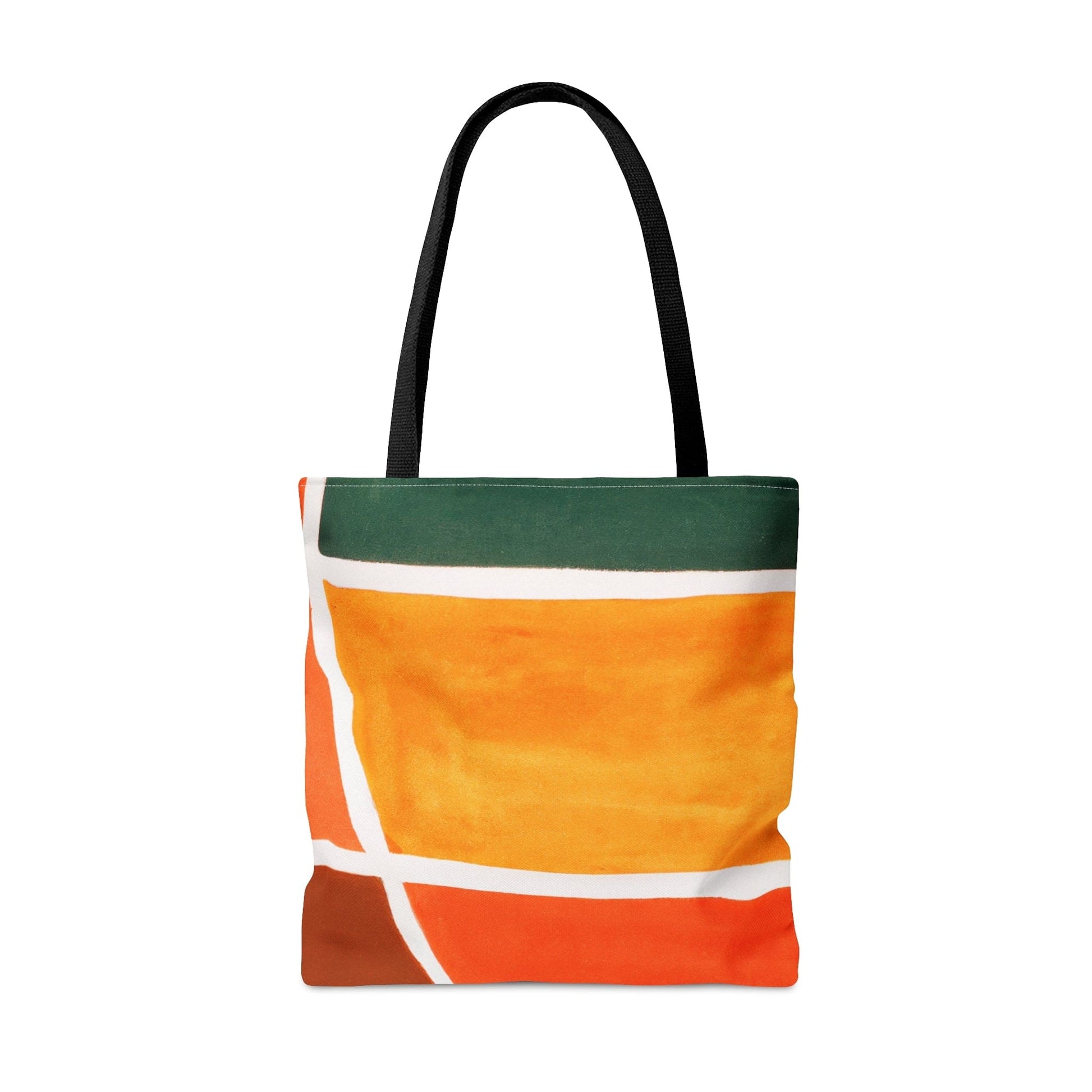 Large Tote Bag Orange Green Boho Pattern-3