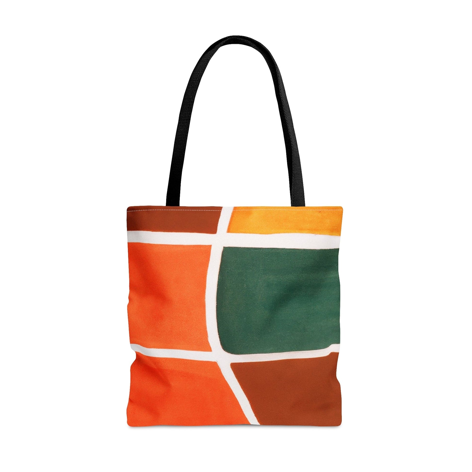 Large Tote Bag Orange Green Boho Pattern-0