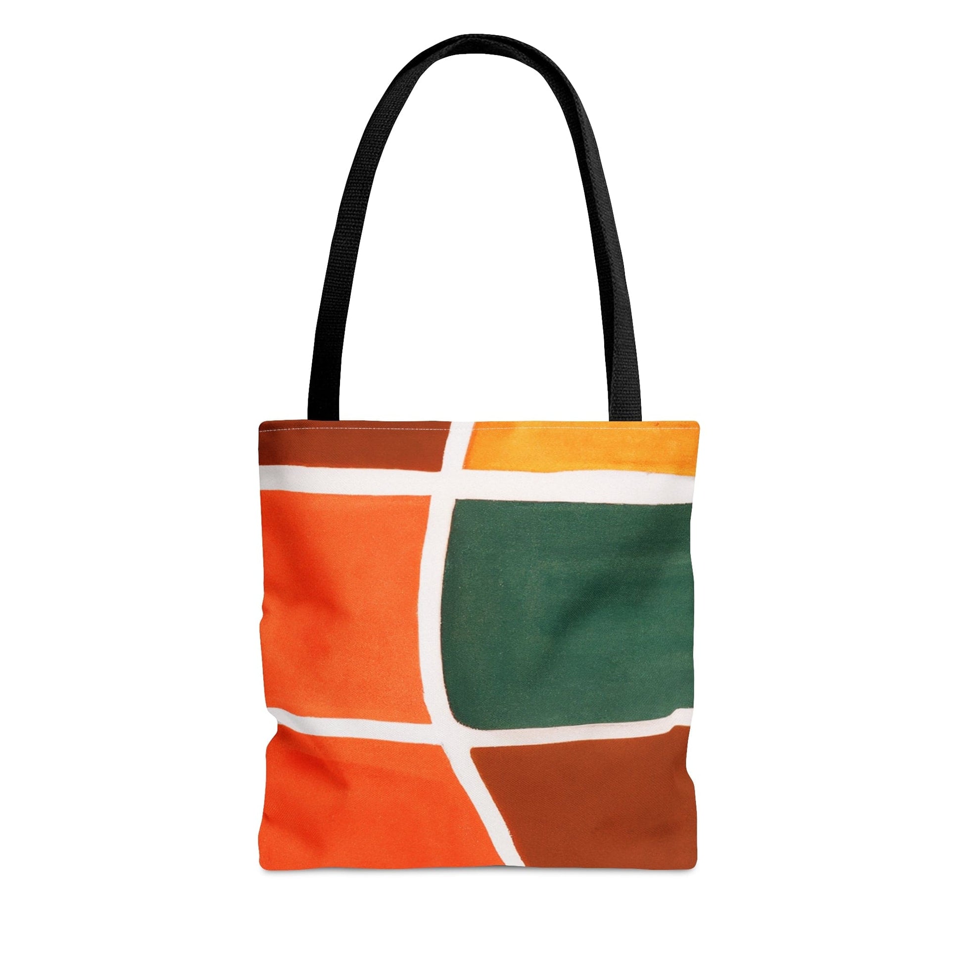 Large Tote Bag Orange Green Boho Pattern-2