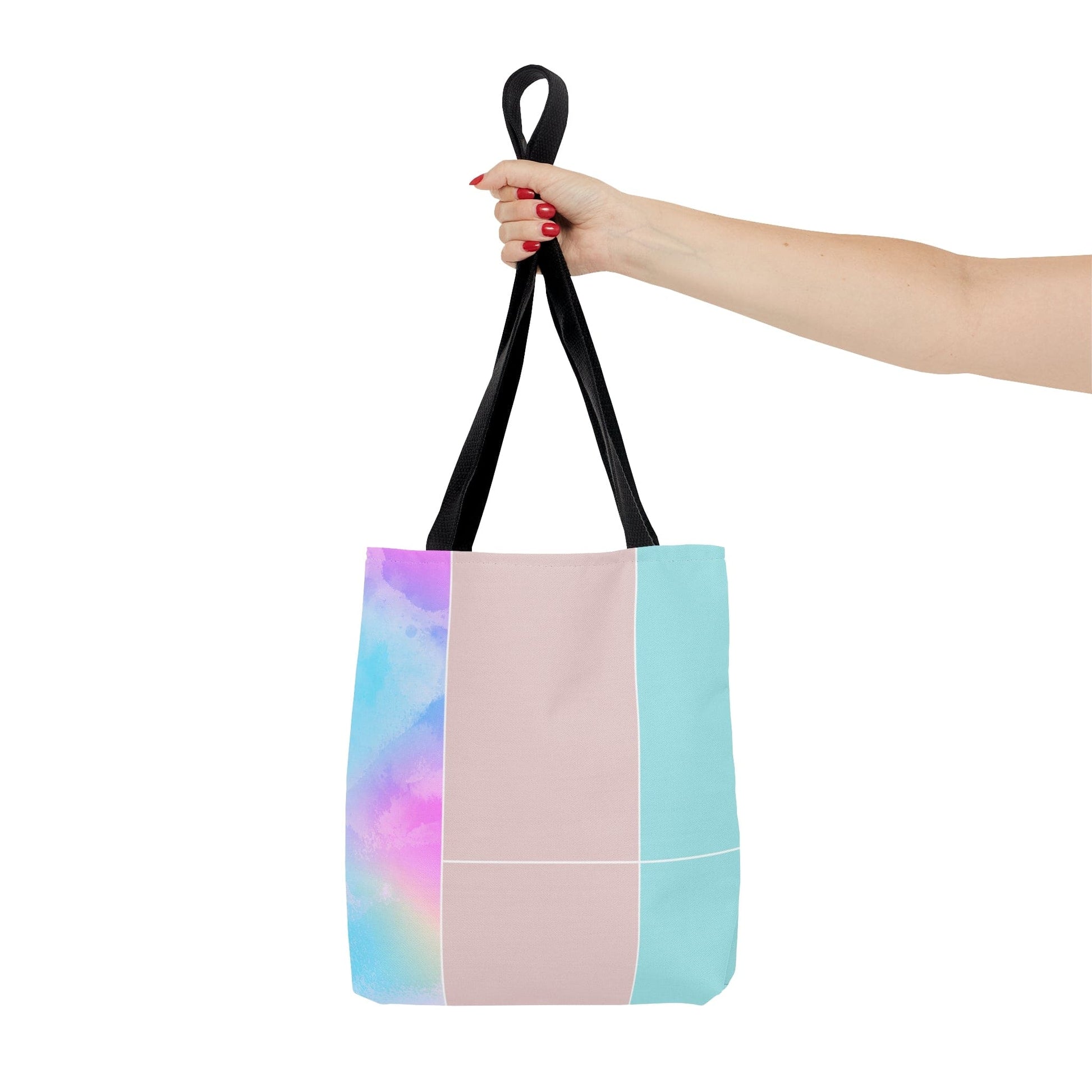 Large Tote Bag Pastel Colorblock Watercolor Illustration-4