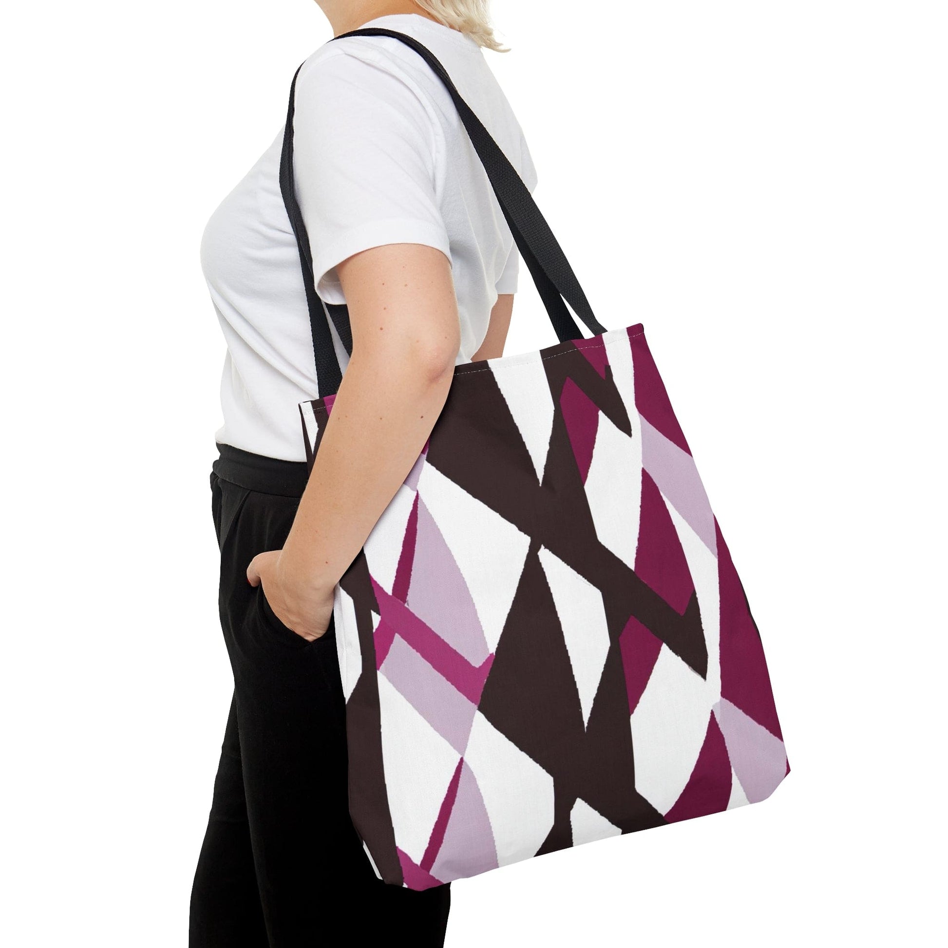 Large Tote Bag Pink Mauve Pattern-4