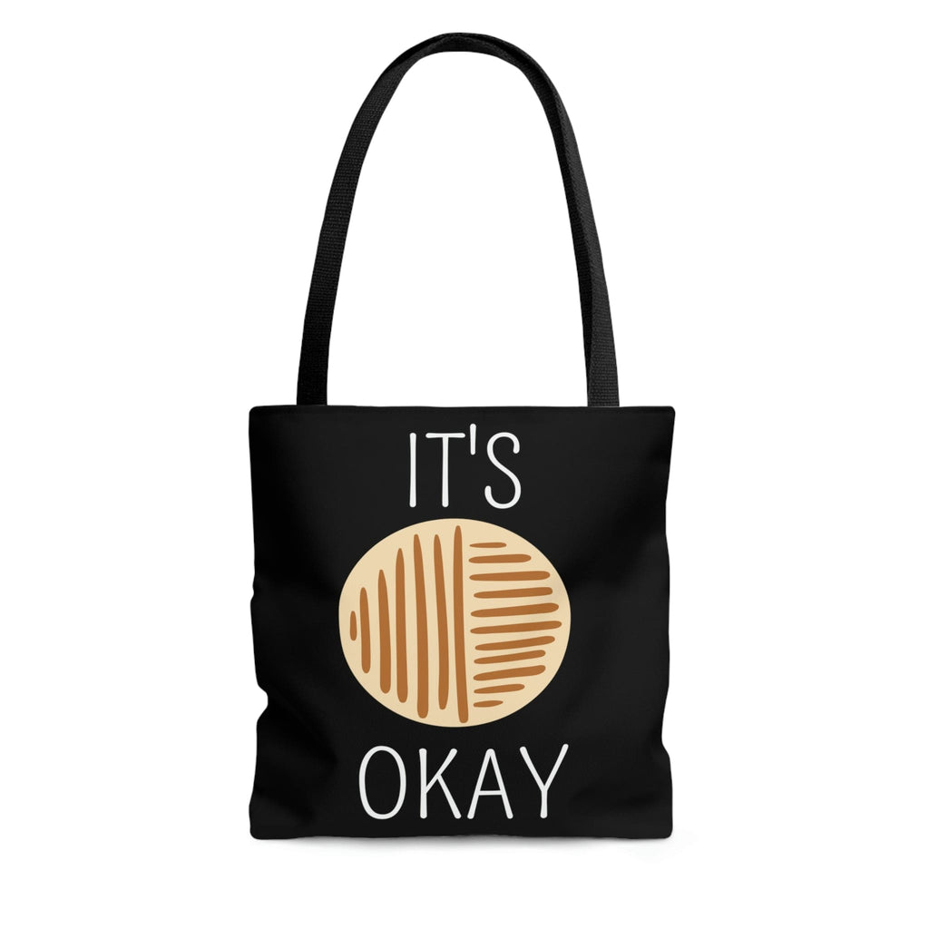 Large Tote Bag - Say it Soul - its Okay - White and Brown Line Art Positive Affirmation-0