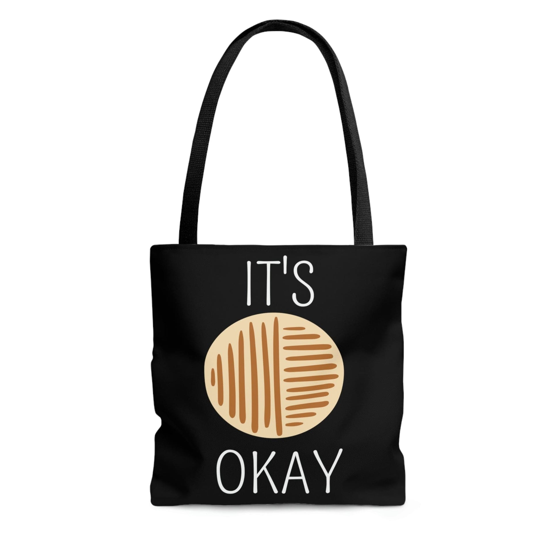 Large Tote Bag - Say it Soul - its Okay - White and Brown Line Art Positive Affirmation-0