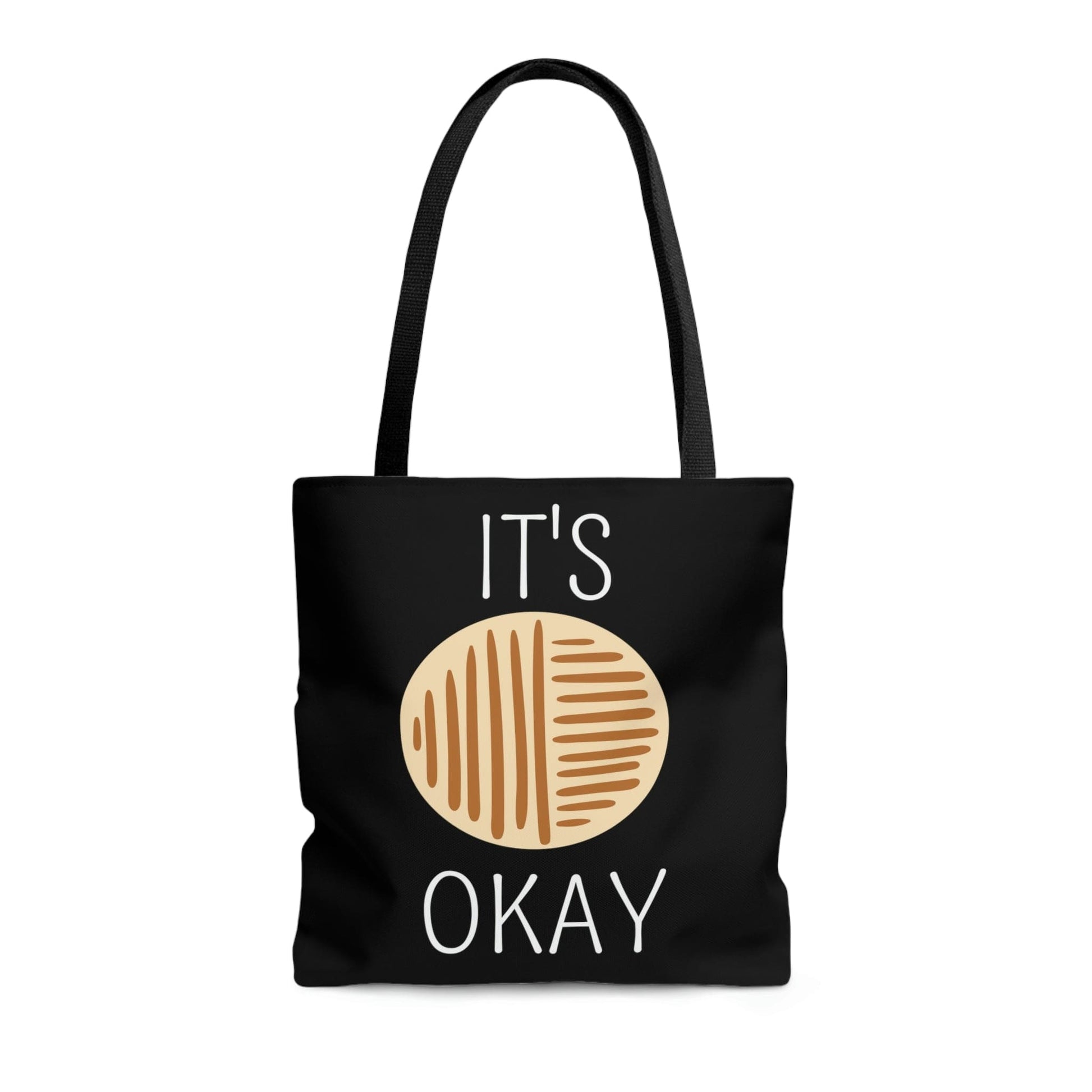 Large Tote Bag - Say it Soul - its Okay - White and Brown Line Art Positive Affirmation-2