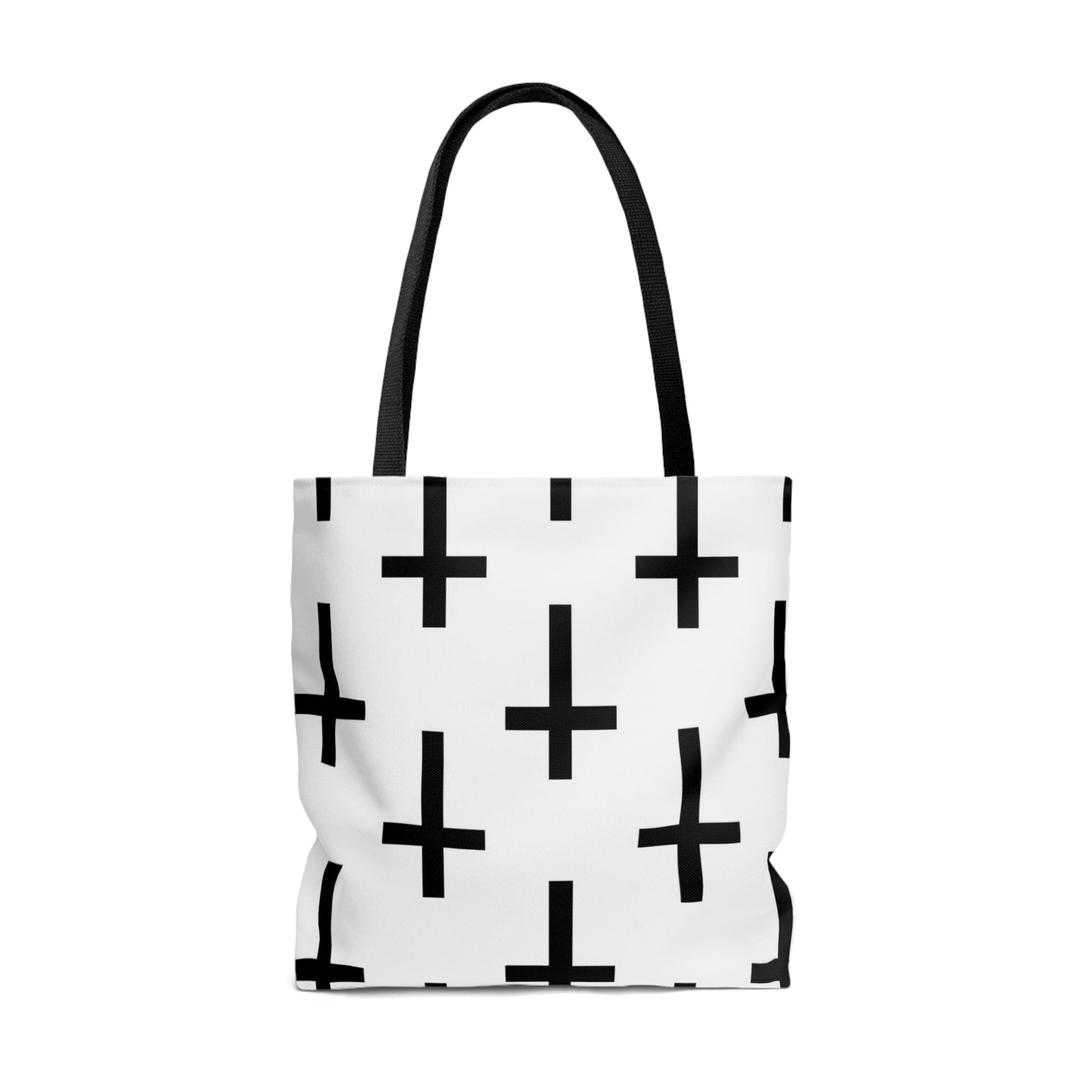 Large Tote Bag White and Black Seamless Cross Pattern-3