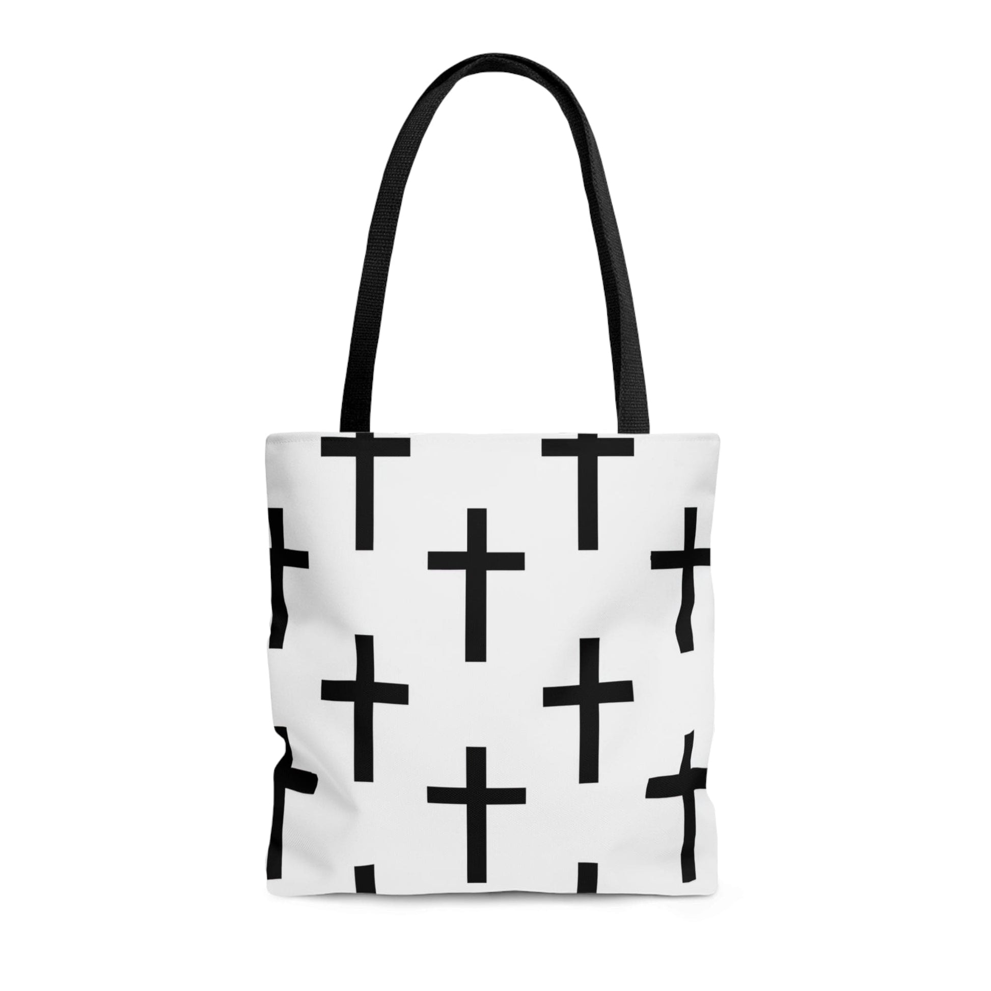 Large Tote Bag White and Black Seamless Cross Pattern-2
