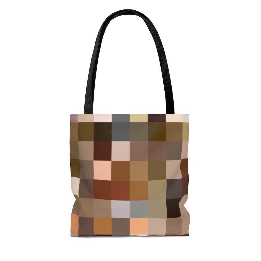Large Tote Bags - Natural Brown Colorblock Print-1