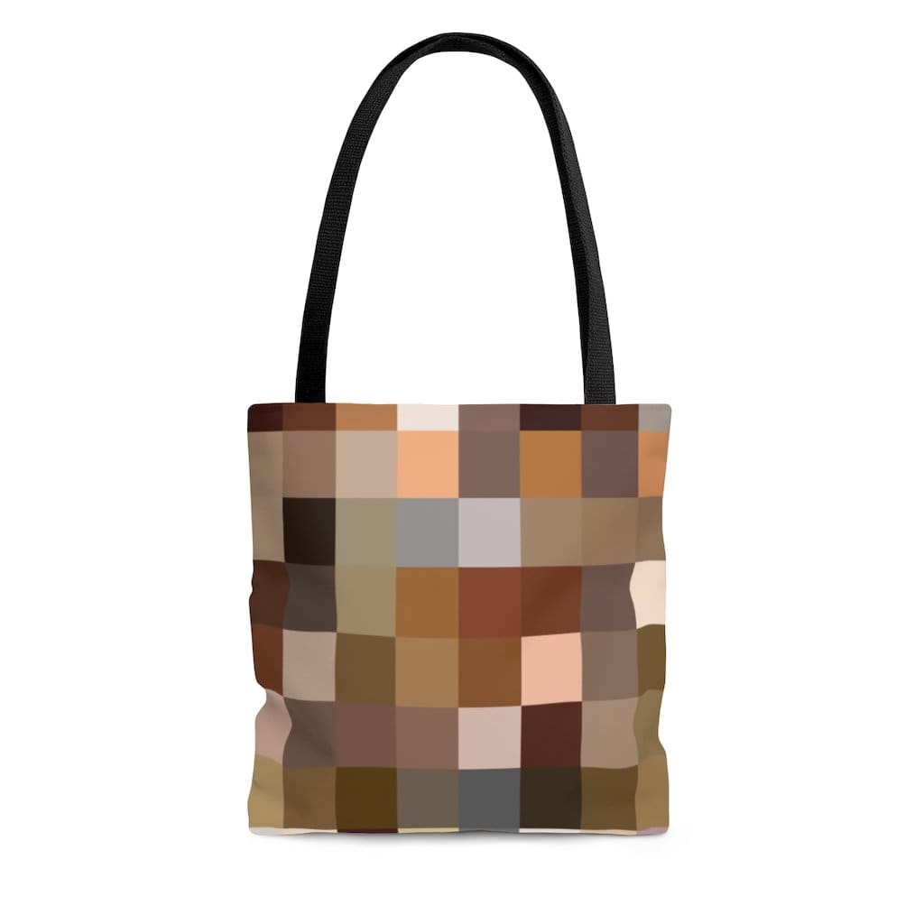 Large Tote Bags - Natural Brown Colorblock Print-0