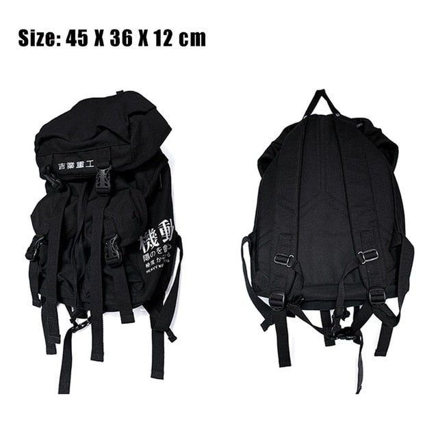 DARK Hip Hop Men's Backpacks Women Hasp Vintage Ribbon Korean Canvas Streetwear Harajuku Backpacks School Bags-8