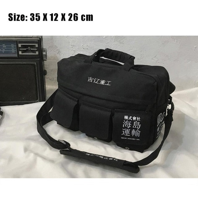 DARK Hip Hop Men's Backpacks Women Hasp Vintage Ribbon Korean Canvas Streetwear Harajuku Backpacks School Bags-7