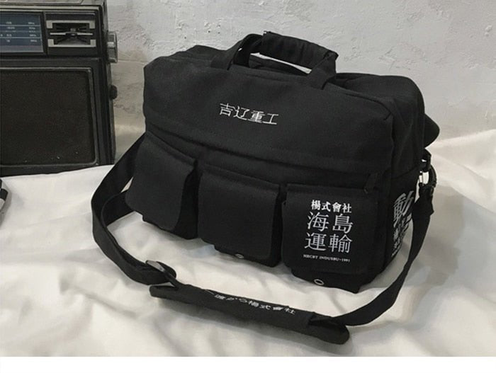 DARK Hip Hop Men's Backpacks Women Hasp Vintage Ribbon Korean Canvas Streetwear Harajuku Backpacks School Bags-2