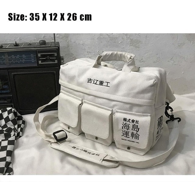 DARK Hip Hop Men's Backpacks Women Hasp Vintage Ribbon Korean Canvas Streetwear Harajuku Backpacks School Bags-6