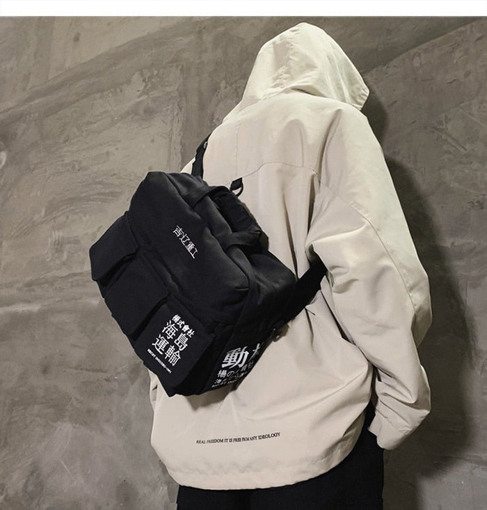DARK Hip Hop Men's Backpacks Women Hasp Vintage Ribbon Korean Canvas Streetwear Harajuku Backpacks School Bags-0
