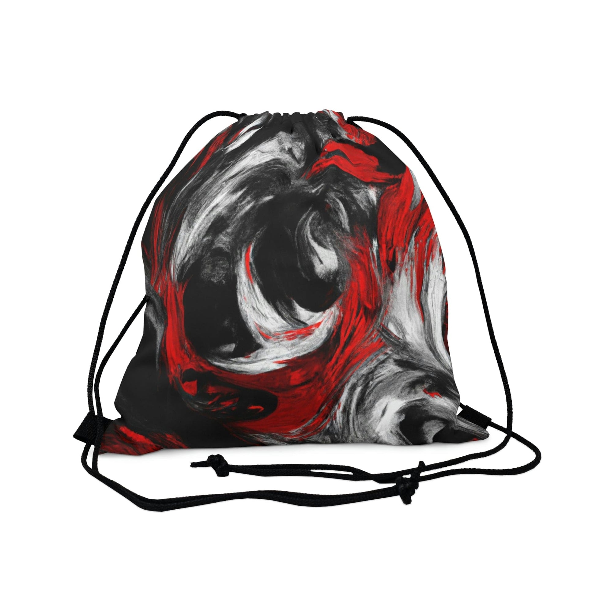 Drawstring Backsac Bag - Decorative Black Red White Abstract Seamless Pattern-0