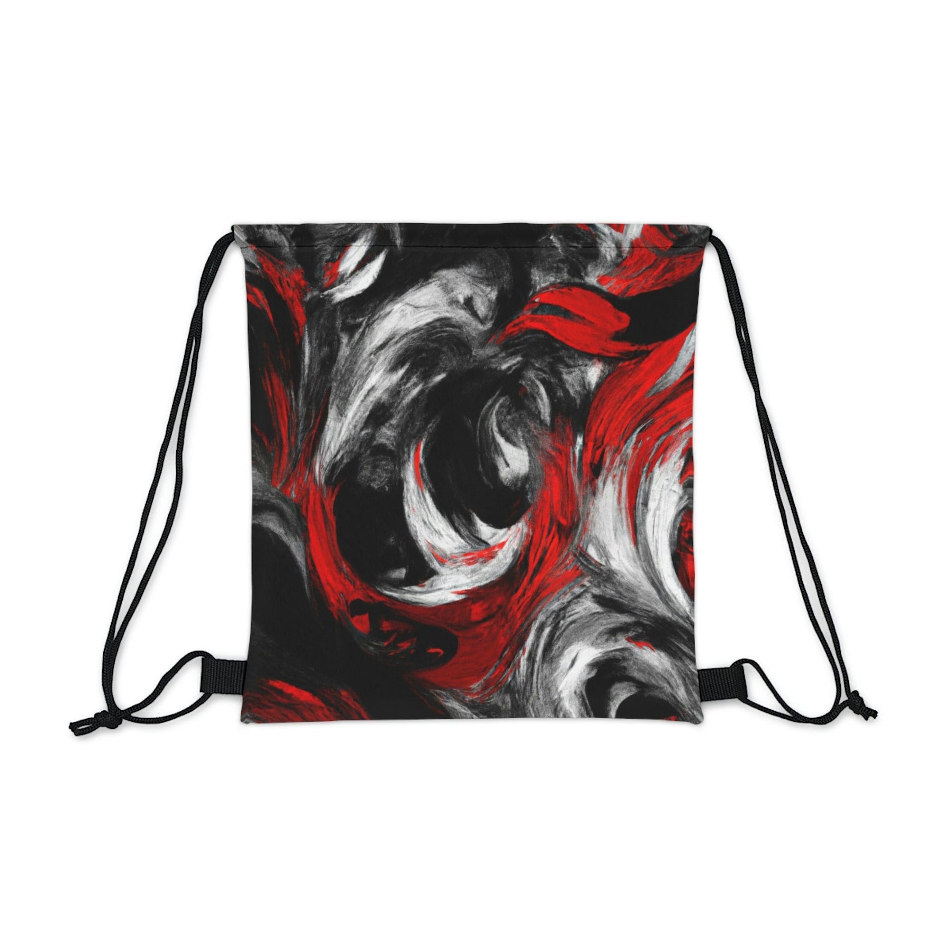 Drawstring Backsac Bag - Decorative Black Red White Abstract Seamless Pattern-1