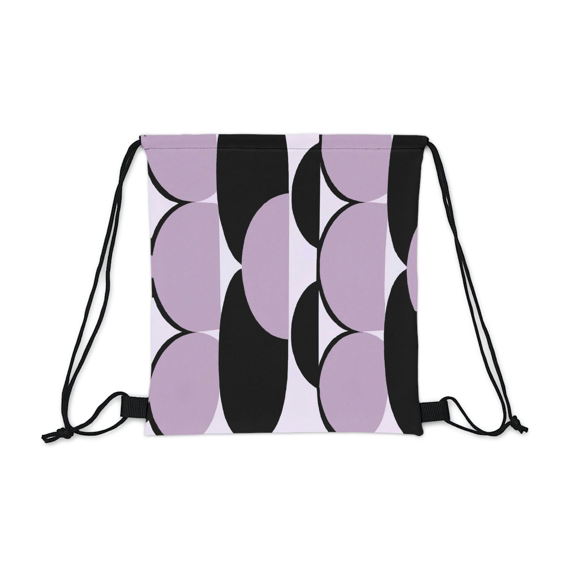 Drawstring Backsac Bag - Geometric Lavender and Black Pattern-1