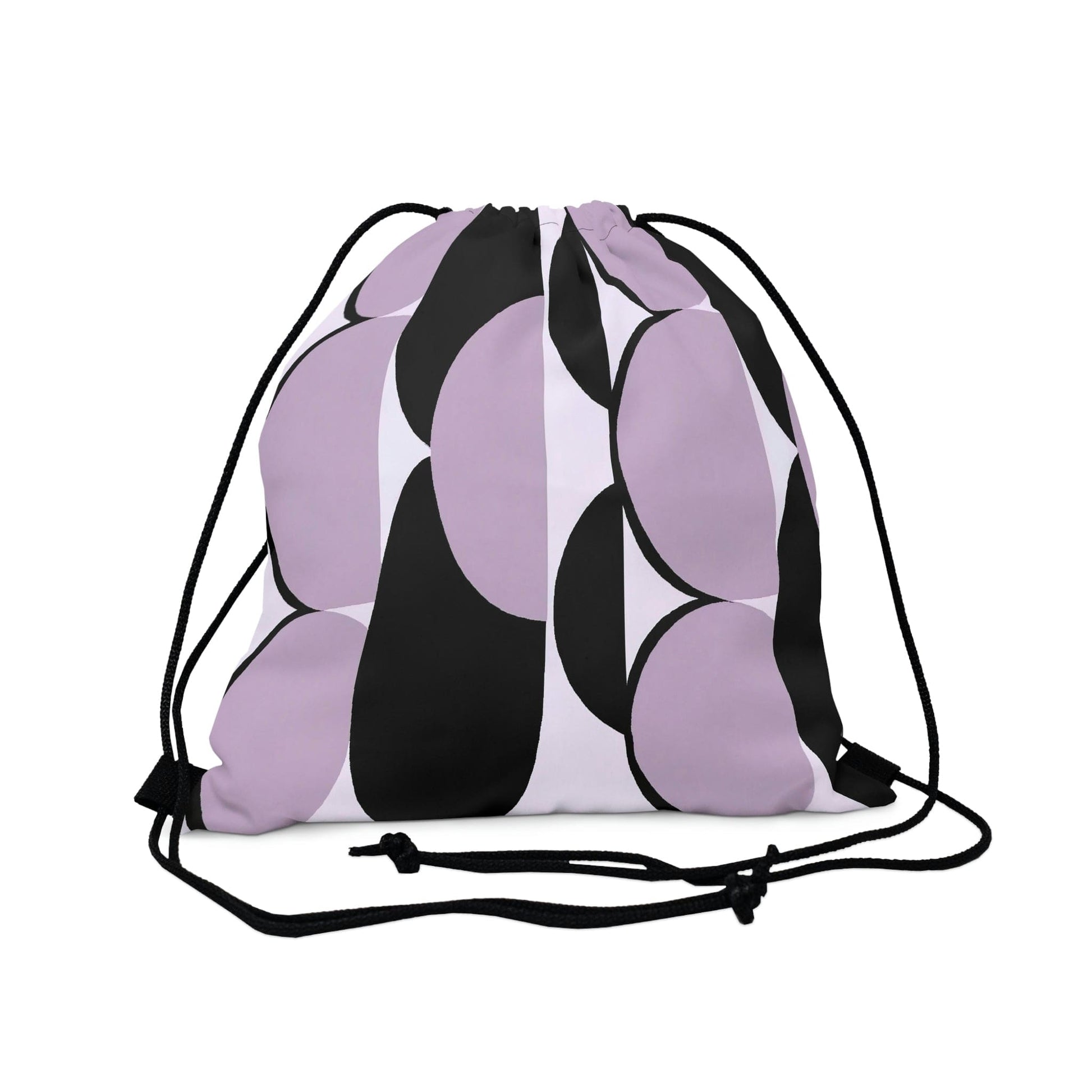 Drawstring Backsac Bag - Geometric Lavender and Black Pattern-0