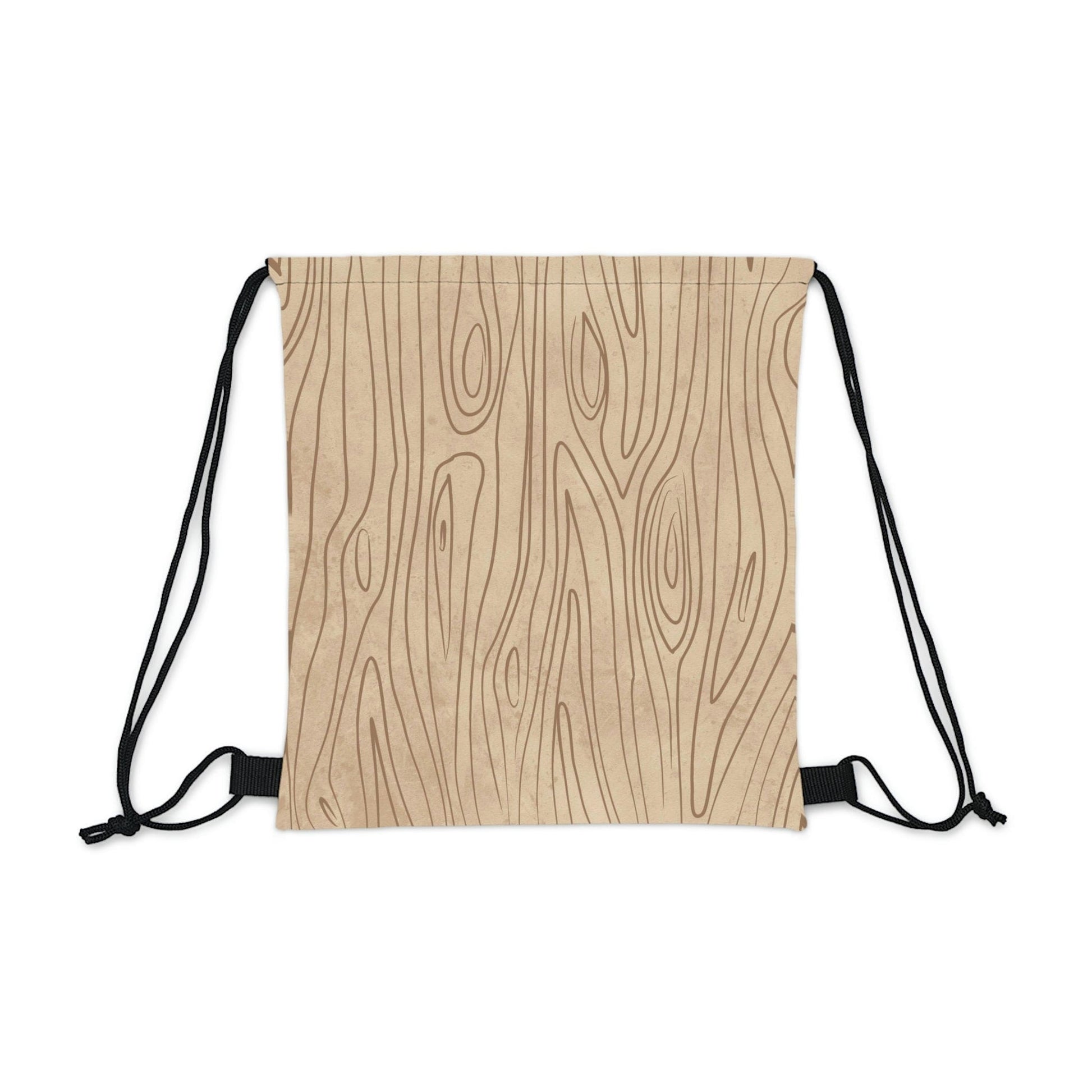 Drawstring Bag - Beige and Brown Tree Sketch Line Art-1