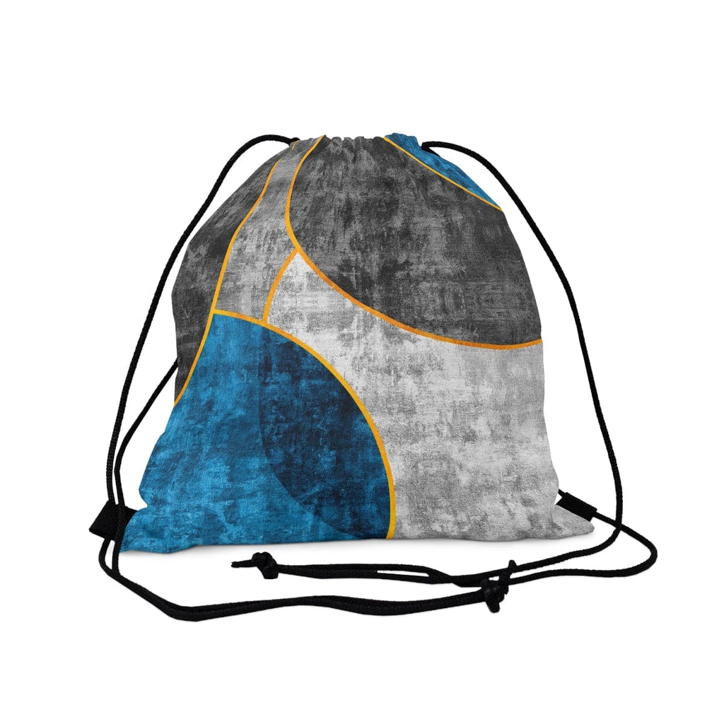 Drawstring Bag - Black Blue Grey Circular Geometric Print-0