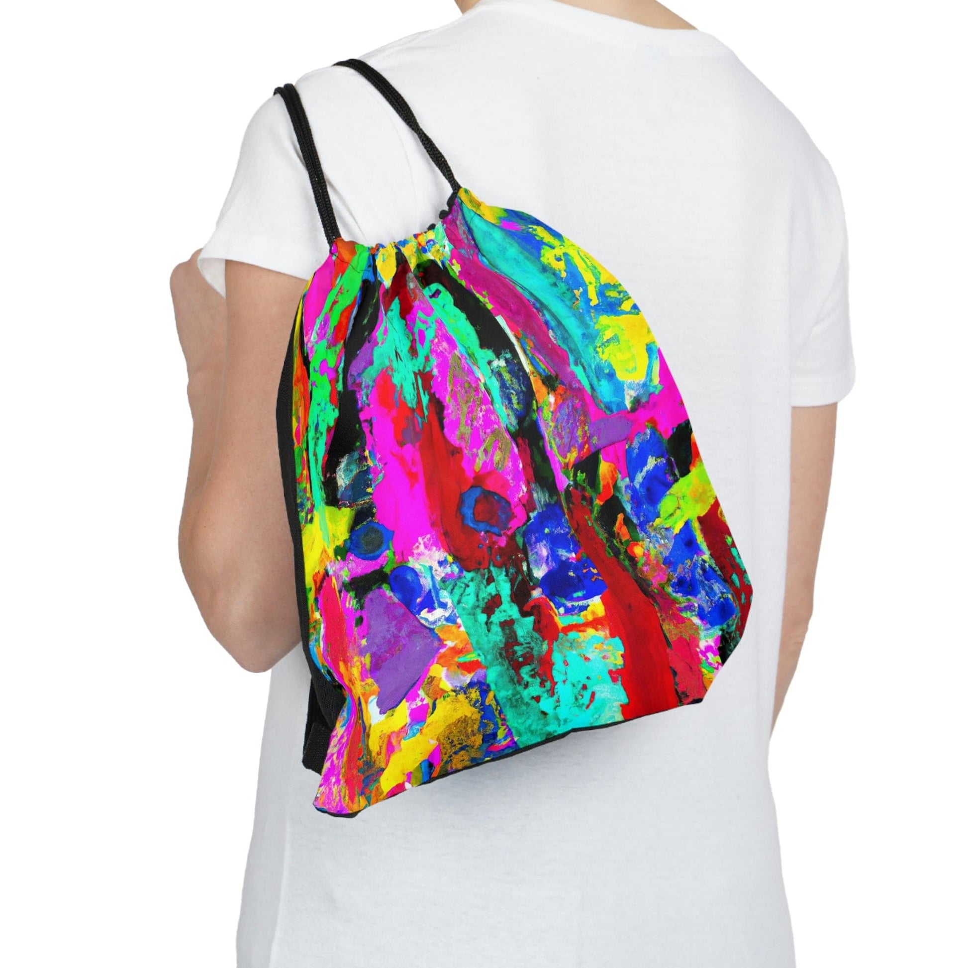 Drawstring Bag - Multicolor Abstract Expression Pattern-2