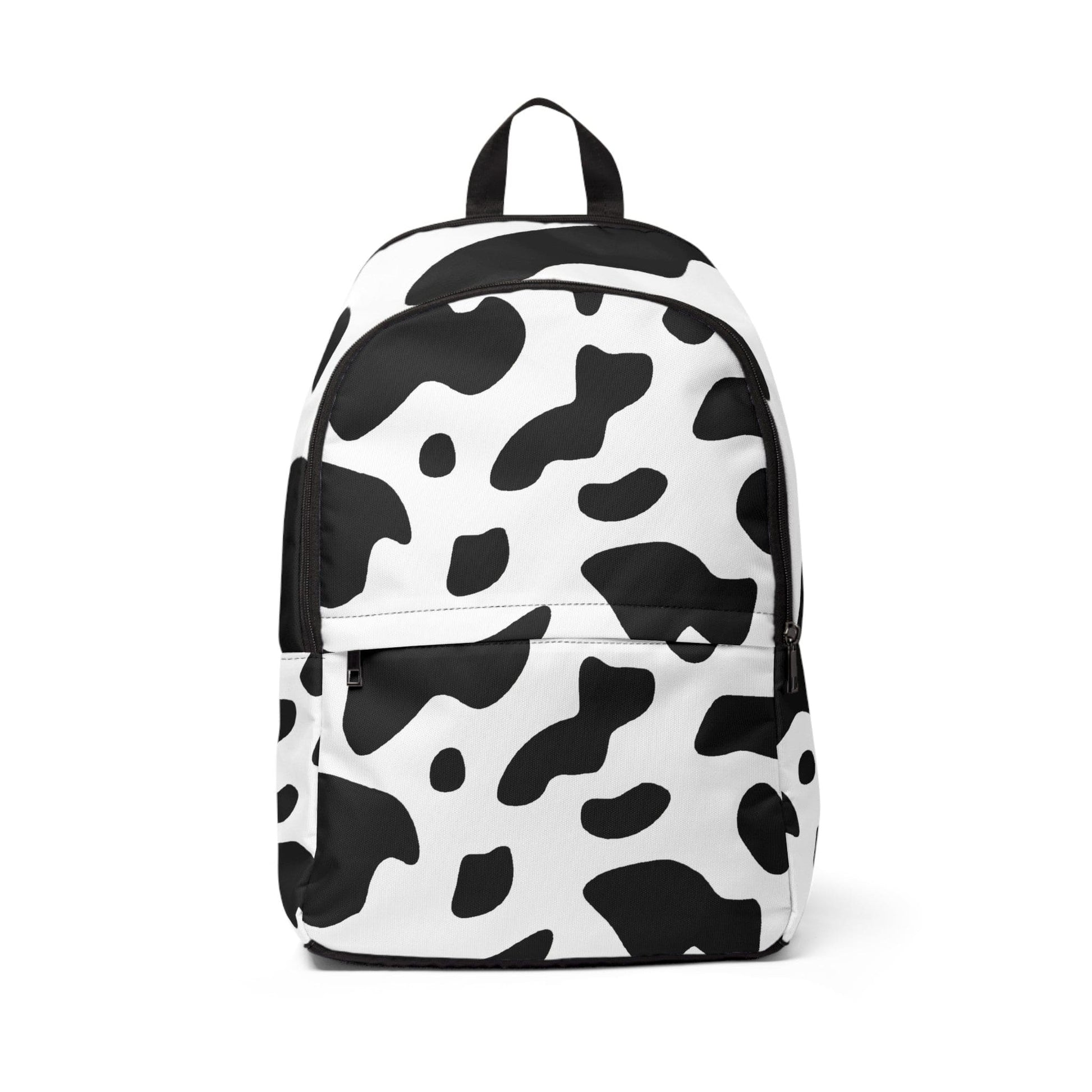 Fashion Backpack Waterproof Black White Cow Print-0