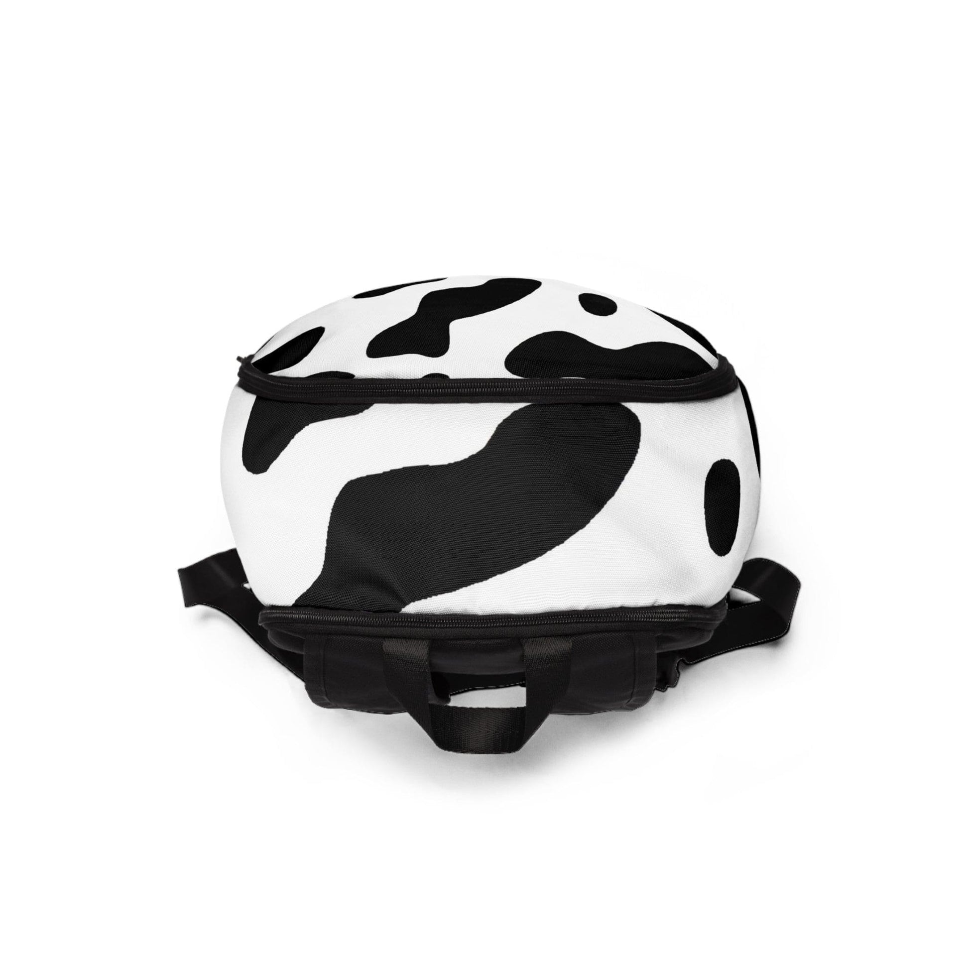 Fashion Backpack Waterproof Black White Cow Print-3