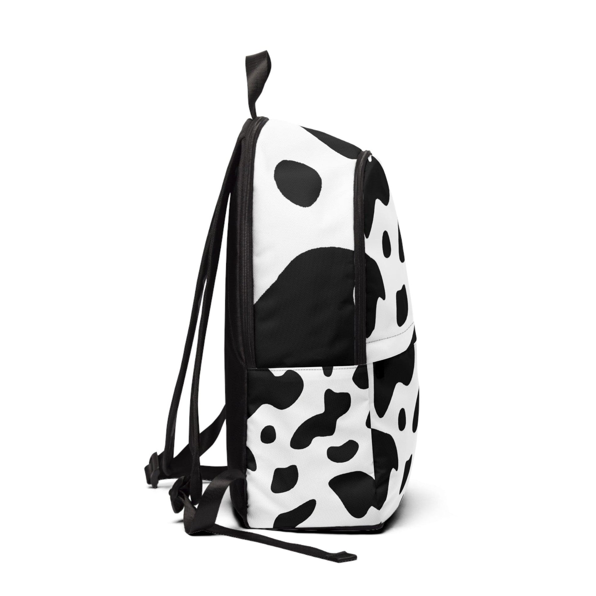 Fashion Backpack Waterproof Black White Cow Print-1