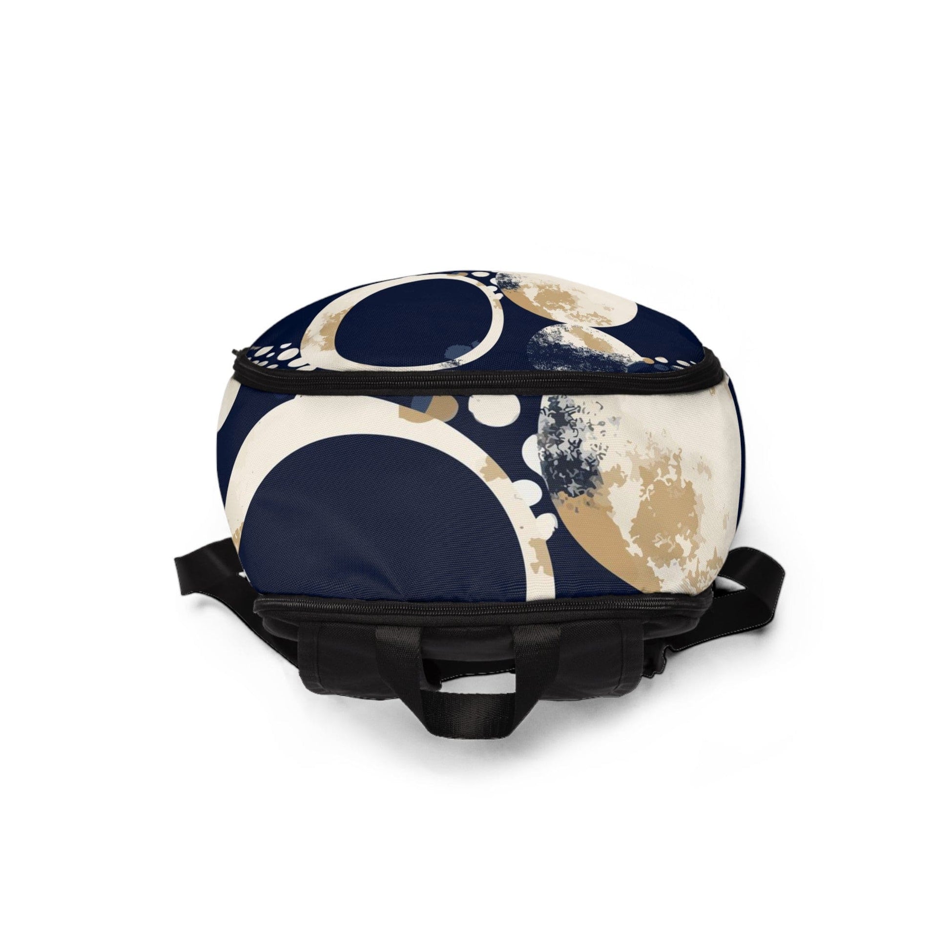 Fashion Backpack Waterproof Blue Beige Spotted Print-3