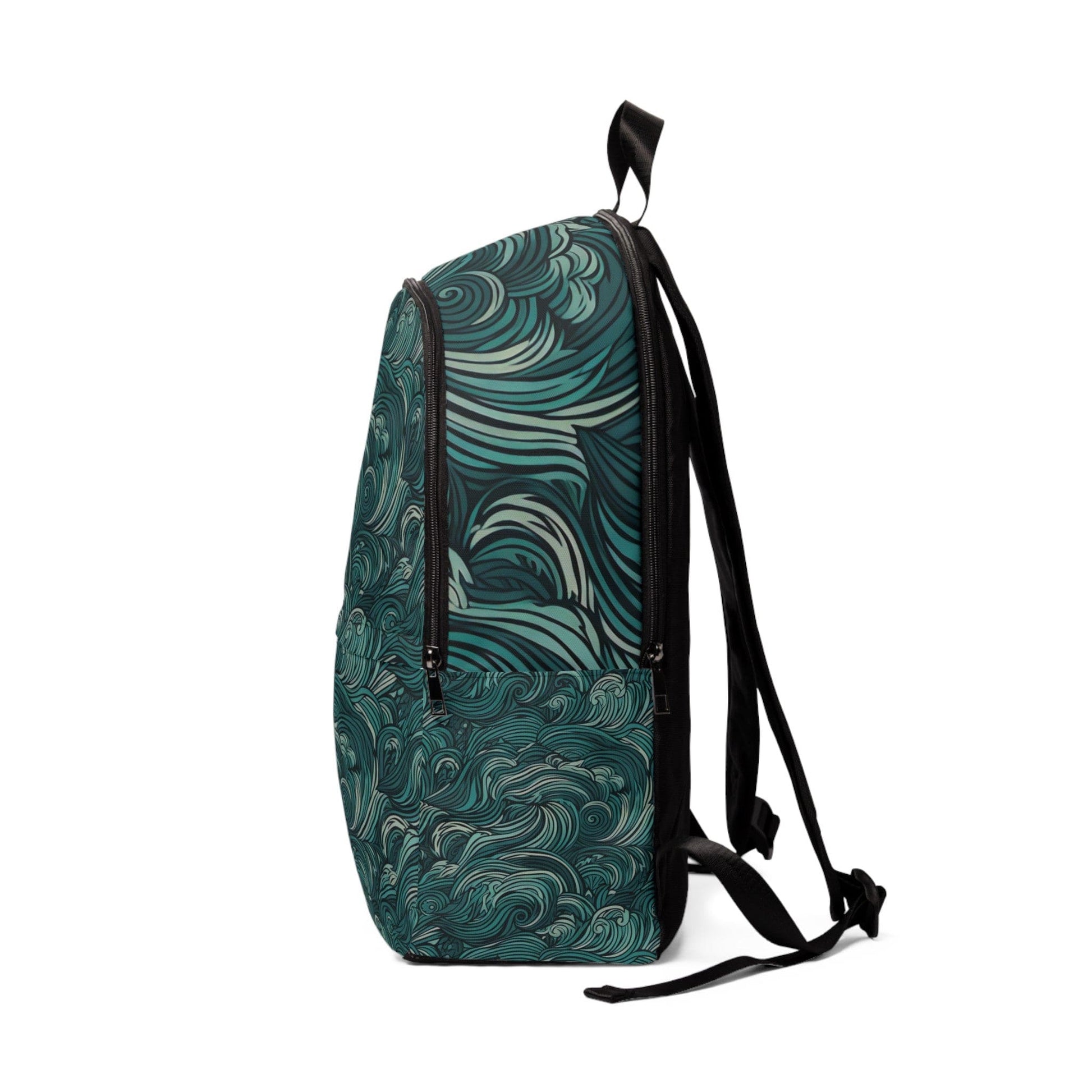 Fashion Backpack Waterproof Mint Green Water Wave Print-2