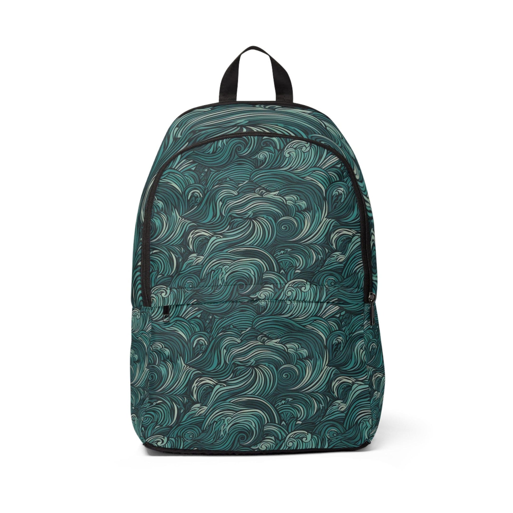 Fashion Backpack Waterproof Mint Green Water Wave Print-0
