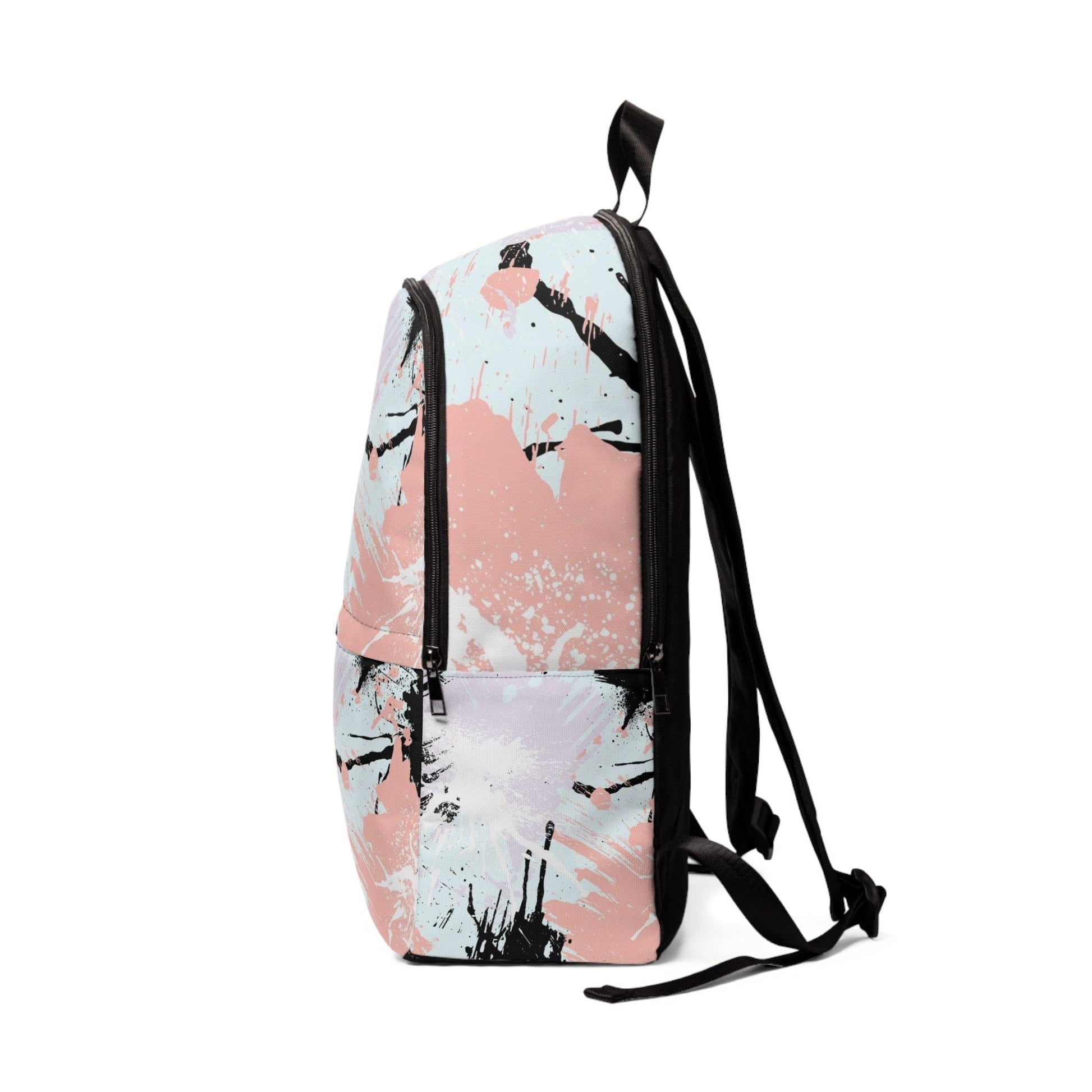 Fashion Backpack Waterproof Pink Black Abstract Print-2