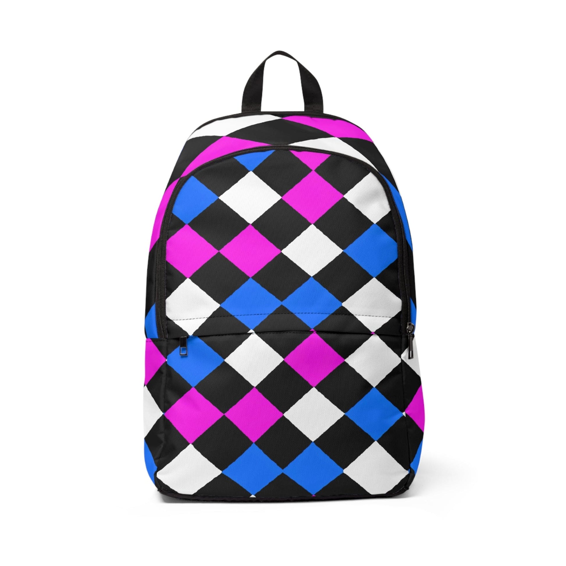 Fashion Backpack Waterproof Pink Blue Checkered Pattern-0